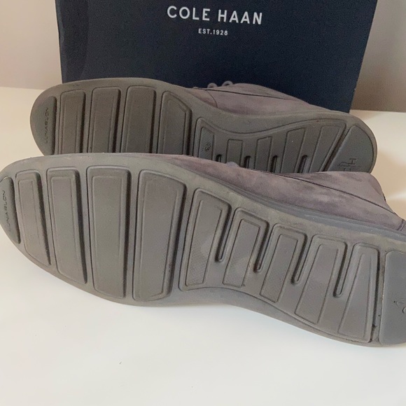 Cole Haan Moc Toe Chukka Ankle Boots Mens Size 9.5 Sand Tan Suede Cork Heel - Picture 5 of 6